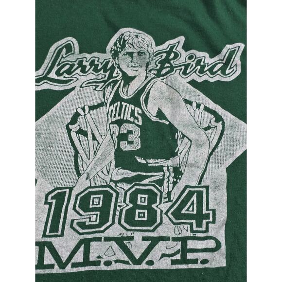 VINTAGE LARRY BIRD 1984 M.V.P. Green Small shirt Single Stitch Sportswear - Picture 3 of 4